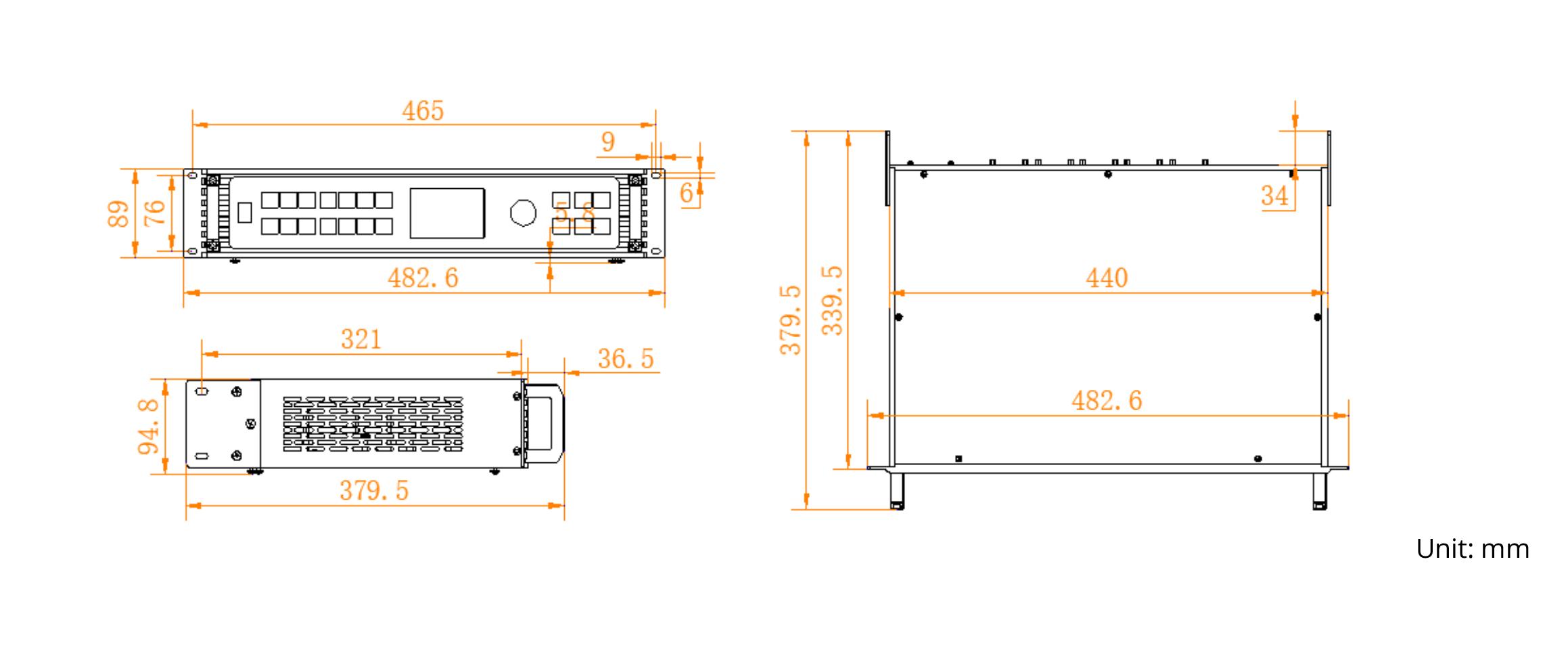 Seamless switcher VS6 dimensions